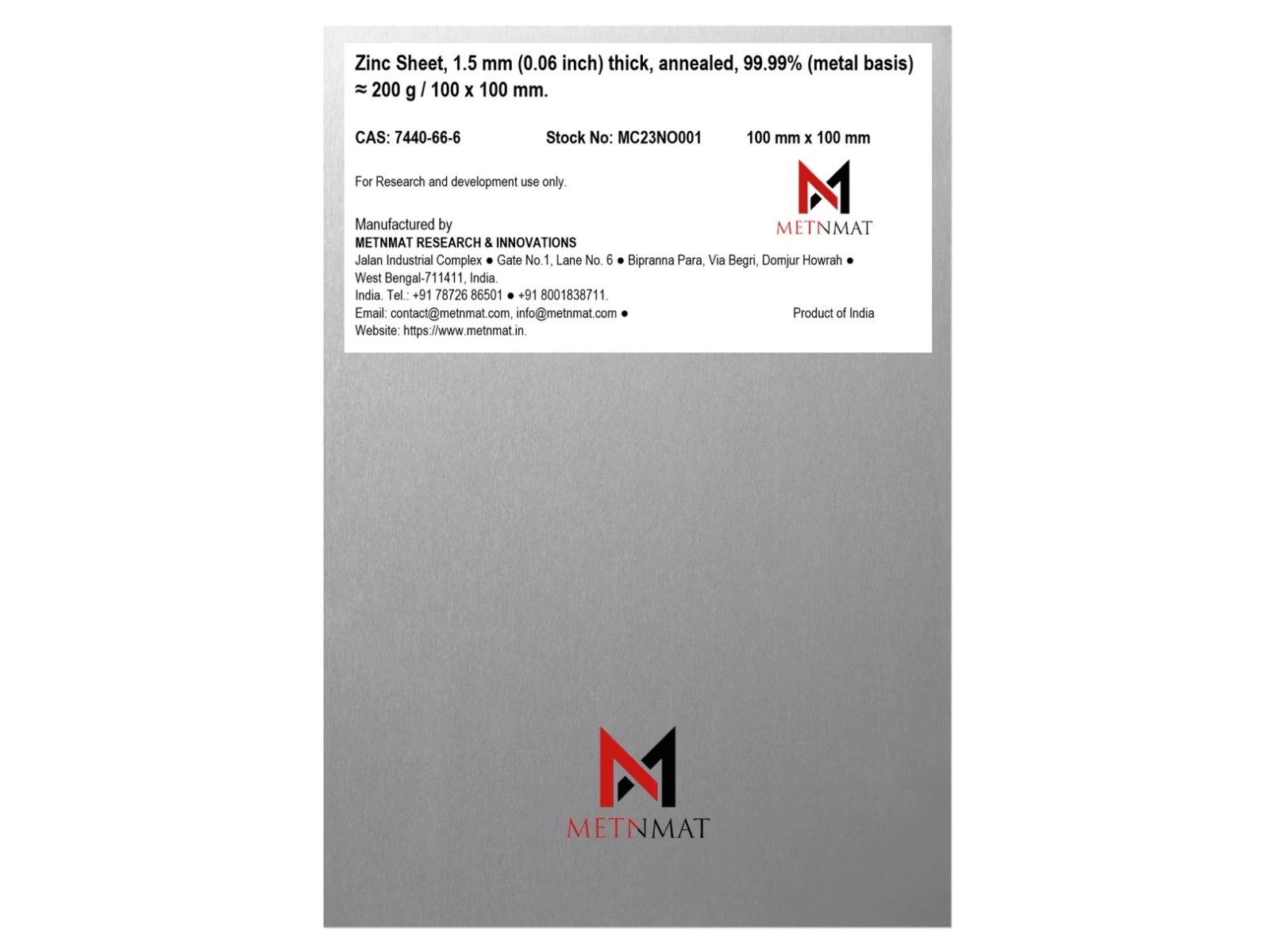 High Purity Zinc Sheet